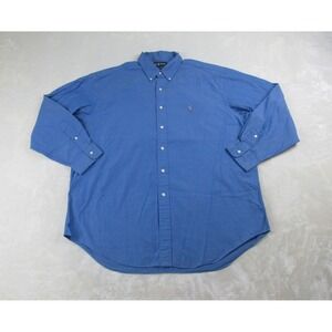 VINTAGE Ralph Lauren Shirt Mens 2XL 17.5-35 Blue‎ Button Up Yarmouth Flesh Pony*